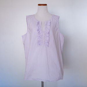 Talbots Lavender Cotton Ruffle Sleeveless Women's Blouse Size XL